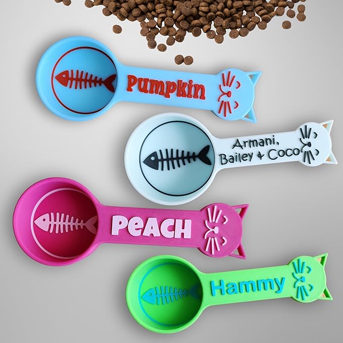 Personalized Cat Food Scoop, Cat Food Measuring Cup with Name, Kibble Scoop (24 oz - 3 cups)