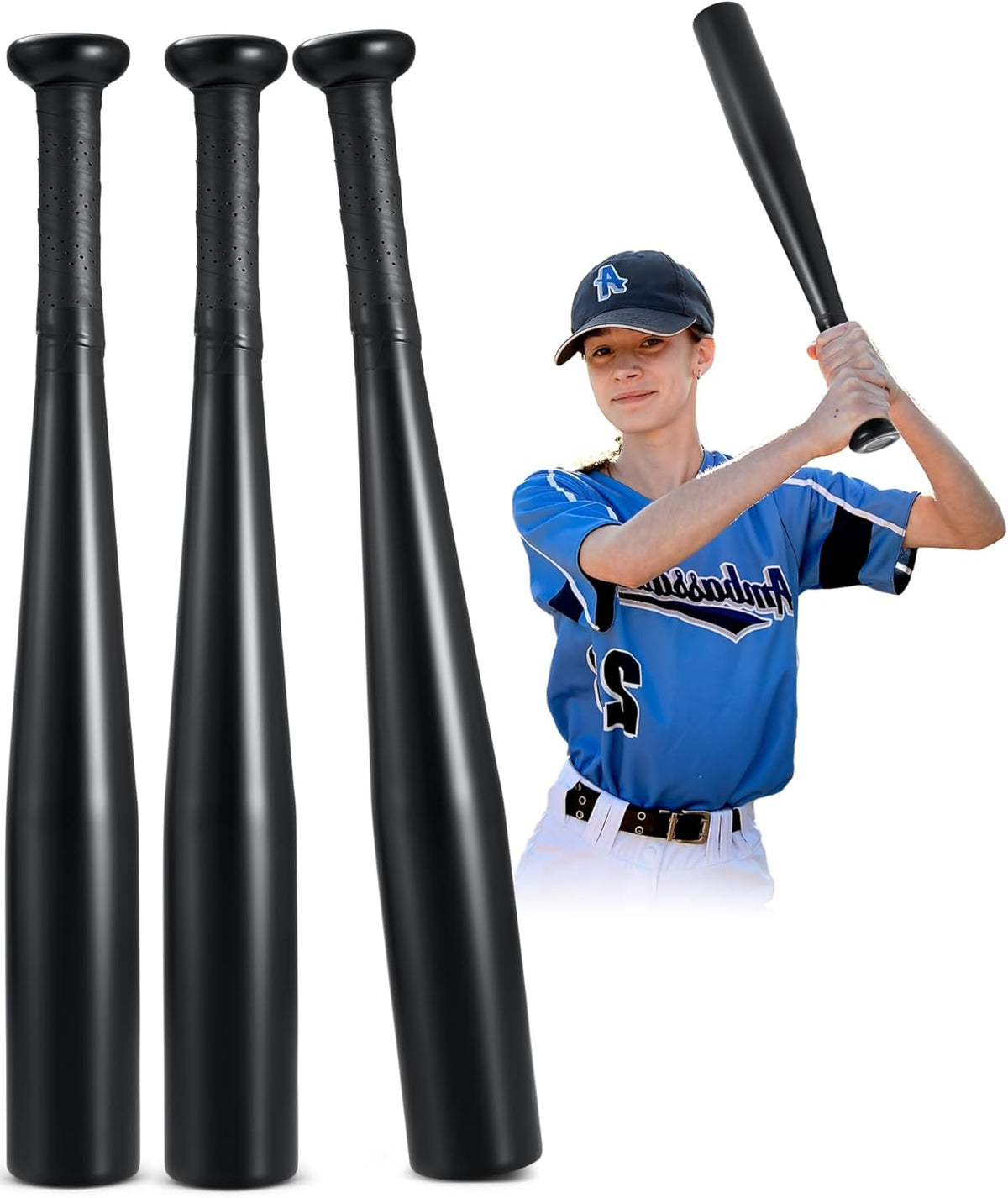 Simgoing Aluminum Baseball Bat Set - 17-Inch One-Handed Metal Training Bats for Self-Defense & Practice