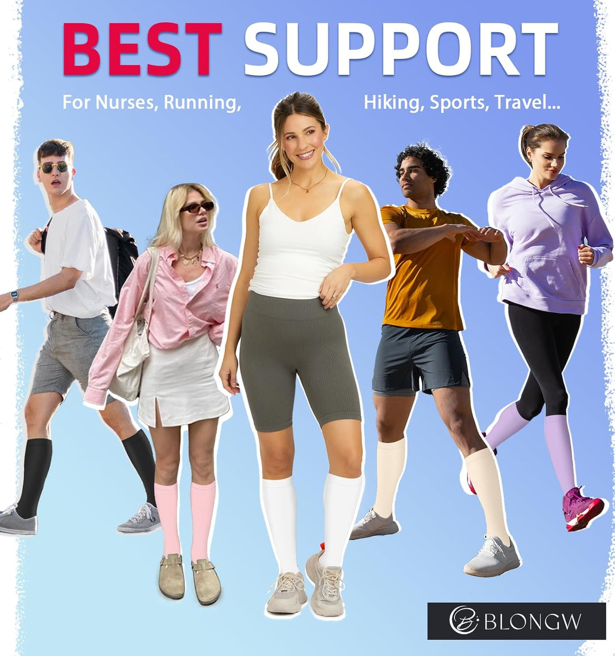 Skiennix Compression Socks - 15-20 mmHg Circulation Support for Men & Women | 4 Pairs for Nurses, Running & Travel