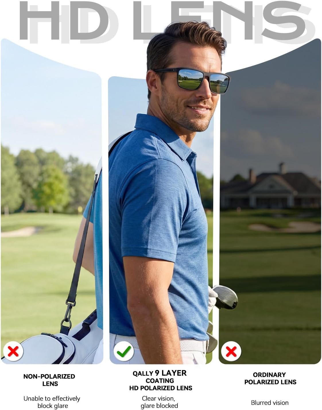 Polarized Sunglasses for Men - UV Protection & Lightweight Design | Perfect for Driving, Fishing, Golf