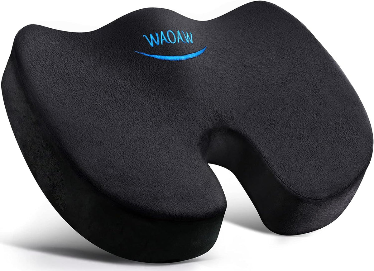 WAOAW Seat Cushion, Office Chair Cushions Butt Pillow for Long Sitting, Memory Foam Chair Pad for Back, Coccyx, Tailbone Pain Relief (Grey)