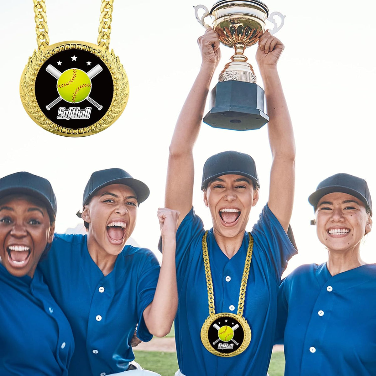 Tondiamo Sports MVP Turnover Chain Medal - 6" Gold Champion Award Necklace for Baseball & Basketball