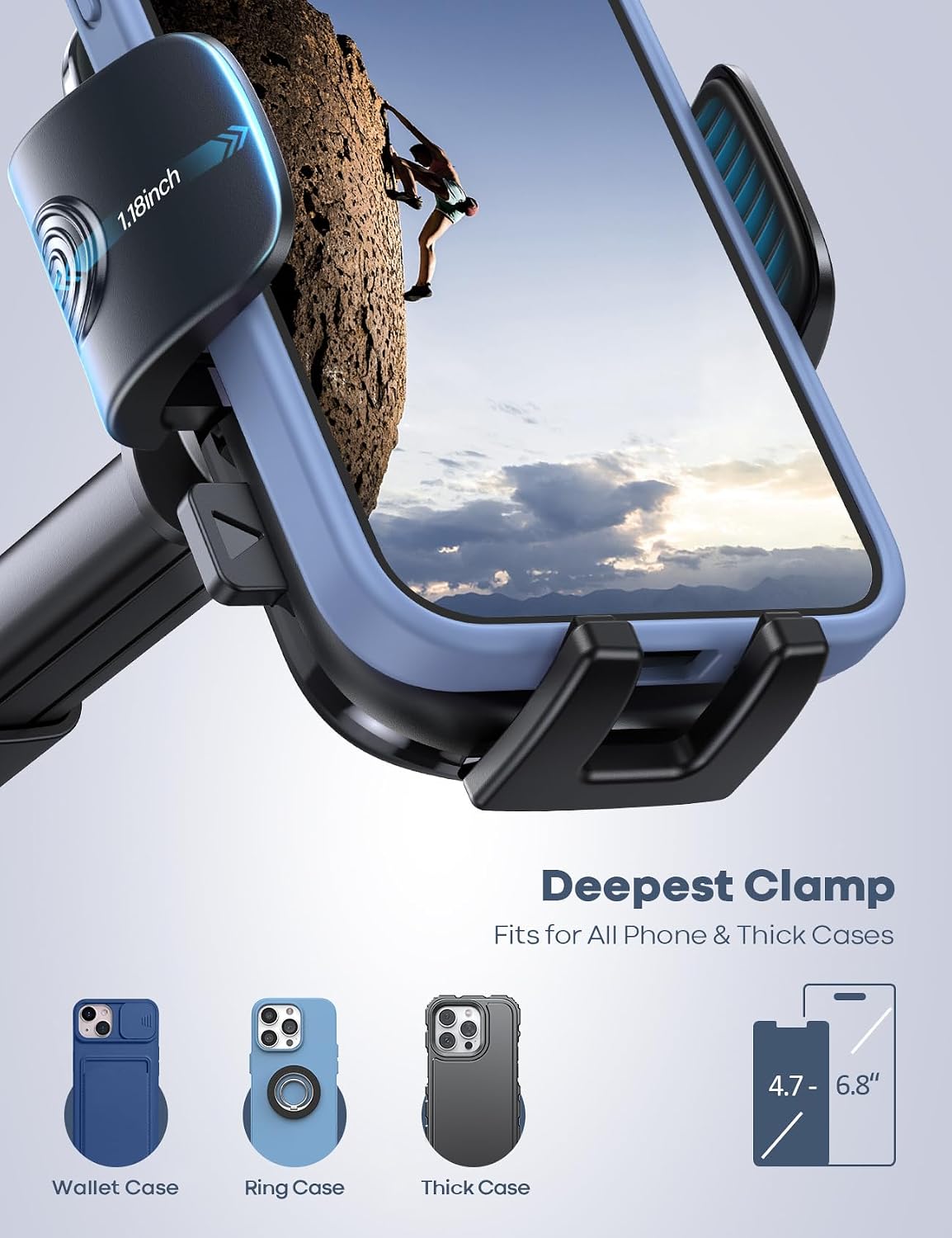 Lamicall Car Phone Holder Military-Grade Suction Cup Dashboard Windshield