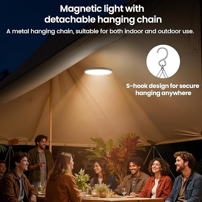 Motion Sensor Light Indoor with Remote And Hanging Chain, Rechargeable 3 Colors Ceiling Lights, Magnetic Wireless LED Closet Lamp,Battery Powered for garage Shower Stairs Hallway Shed Pantry Patio