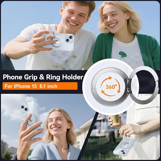 toushion 3 in 1 for iPhone 15 Case Stand |Build in Kickstand, Screen Protector