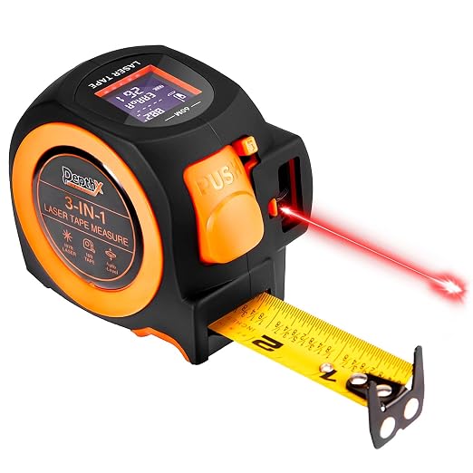 3-in-1 Laser Tape Measure, 197ft Laser Distance Meter, 16ft Digital Tape Measure