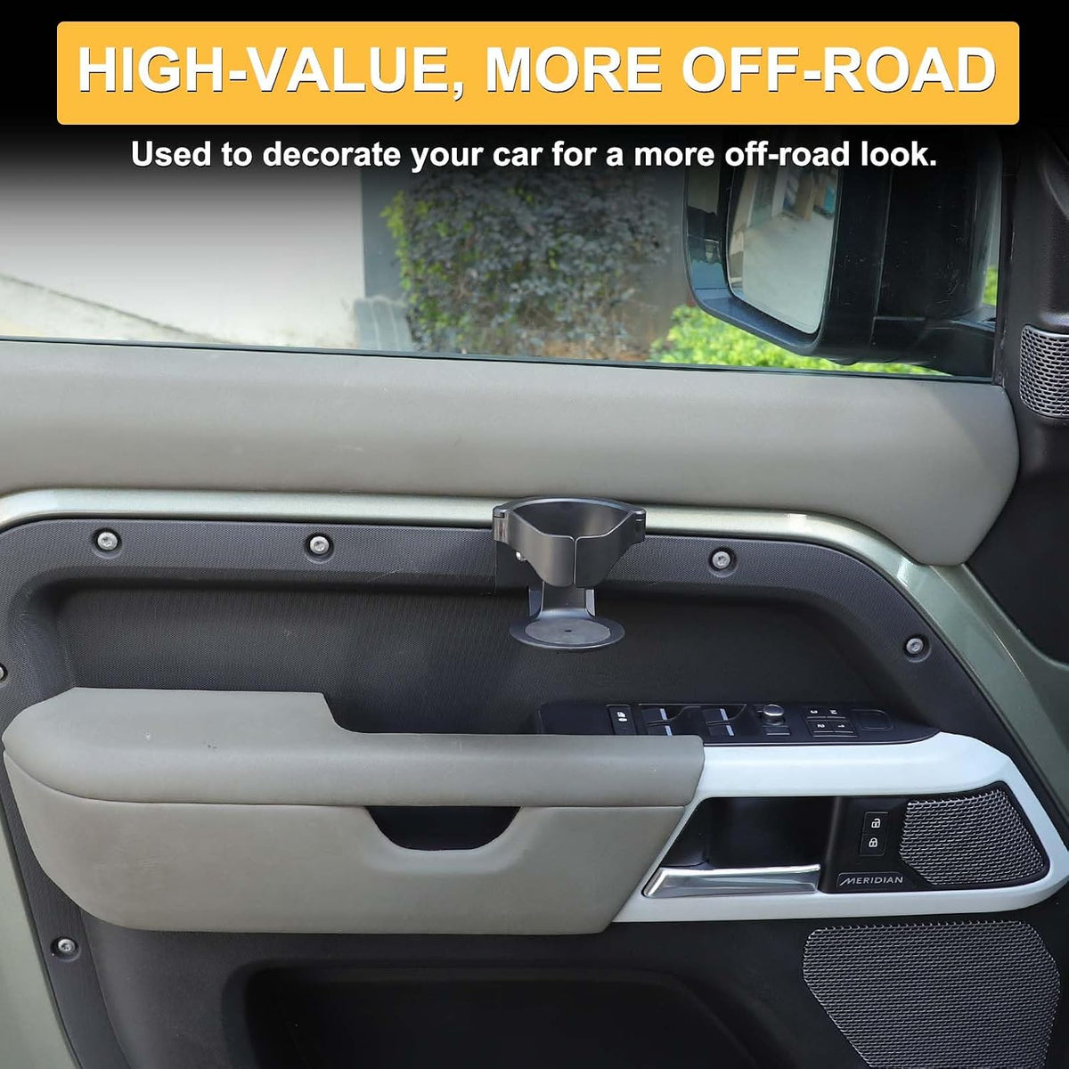 Dashboard Cup Holder Compatible with L@nd Rover Defender 90/110/130 2020-2025 Accessories, Cup Holder Expander for LR Defender 2024, Black Cup Drink Holder 1Pcs (Style B, Door)