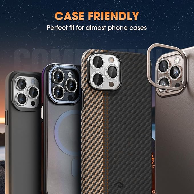 for iPhone 16 Pro/16 Pro Max Camera Lens Protector Bling Individual Metal