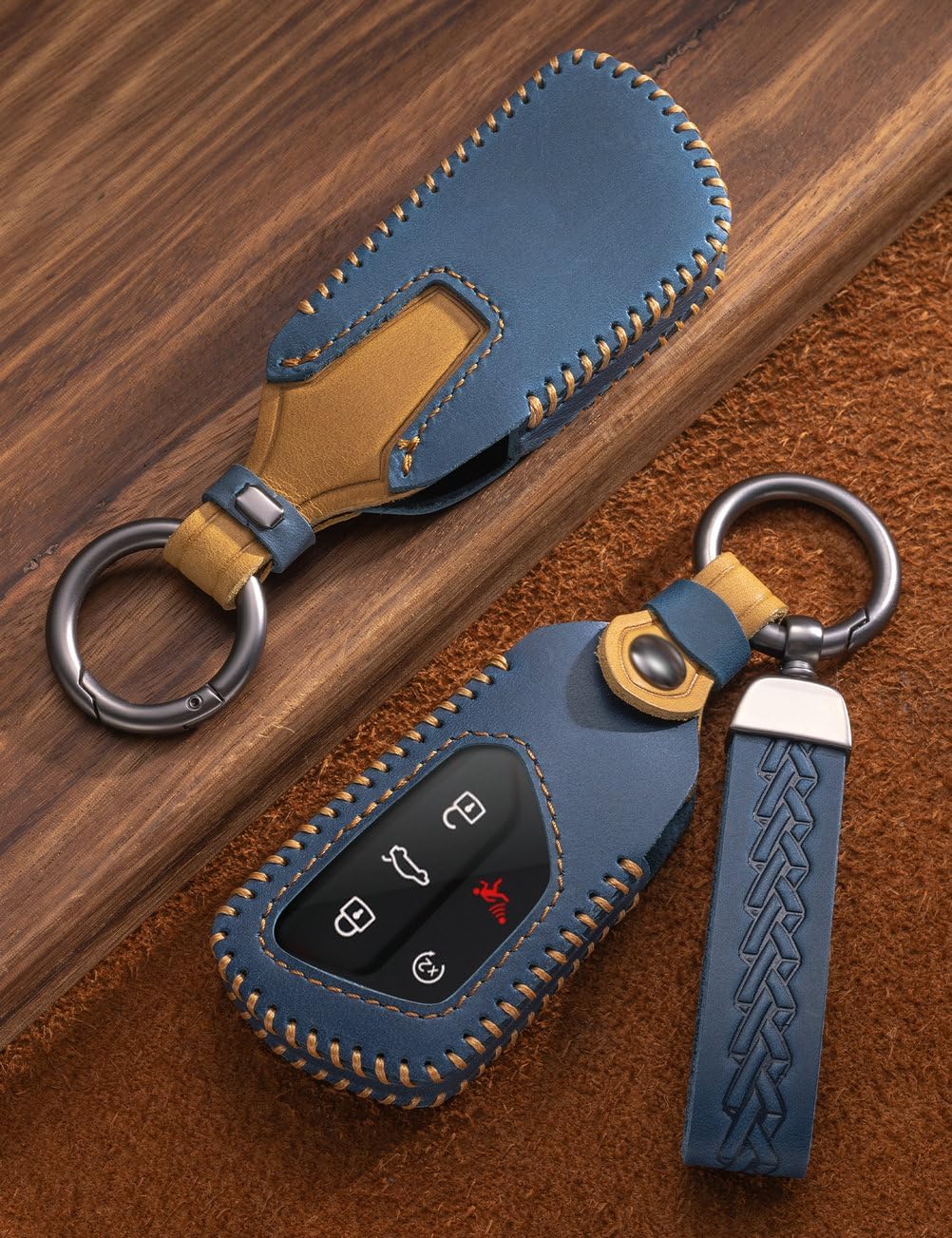 for Volkswagen Key Fob Cover Leather Car Key Case Keychain Fob Holder