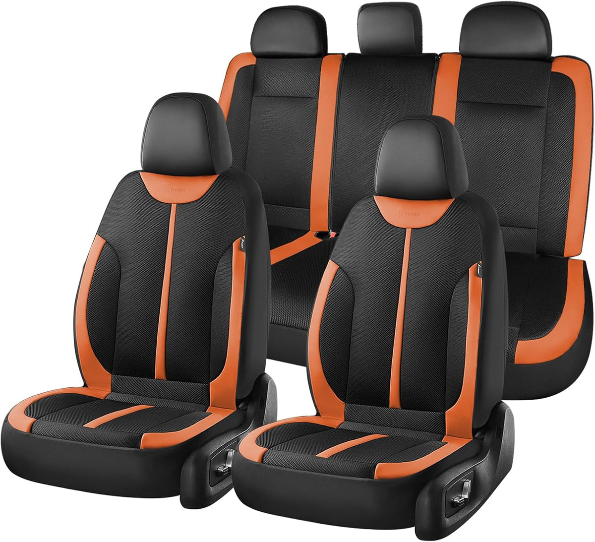 Seat Covers, Car Seat Covers Full Set, Black&Brown Seat Covers for Cars 5 Seats, Breathable Car Seat Protector, Front and Rear Car Seat Cushion, Automotive Seat Covers Universal Fit for Most Cars SUV