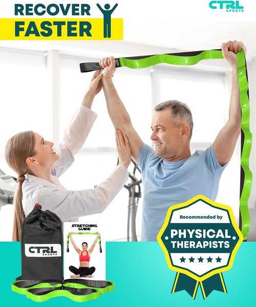 Fascia Stretching Strap by [Brand Name] - Non-Elastic Yoga & Physical Therapy Band for Enhanced Flexibility | Ideal for Hamstring & Leg Stretching