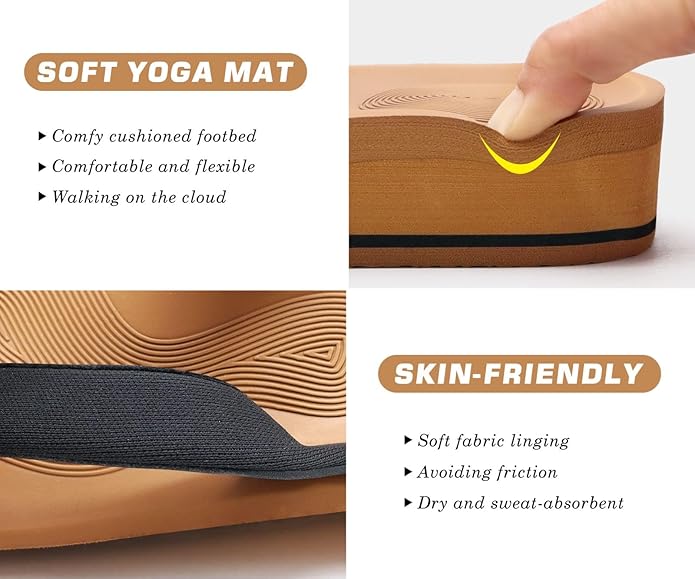 COFACE Flip Flops for Women With Comfortable Arch Support Ladies Fashion Platform Thong Sandals Soft Yoga Mat Sole For Beach/Indoor Outdoor