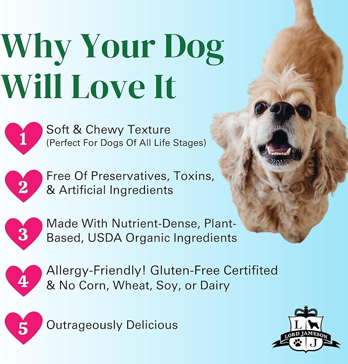 Lord Jameson Watermelon Pops Organic Dog Treats, Organic Dog Treats Made with Real Watermelon, 6 oz. Bag