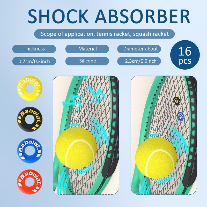 PKRFCJ 16pcs Rubber Tire Shape Vibration Dampener, Tennis Racket Dampener, Helps You Control The Racket Well and Enhances The Comfort of Hitting The Ball, Suitable for Tennis and Squash Players