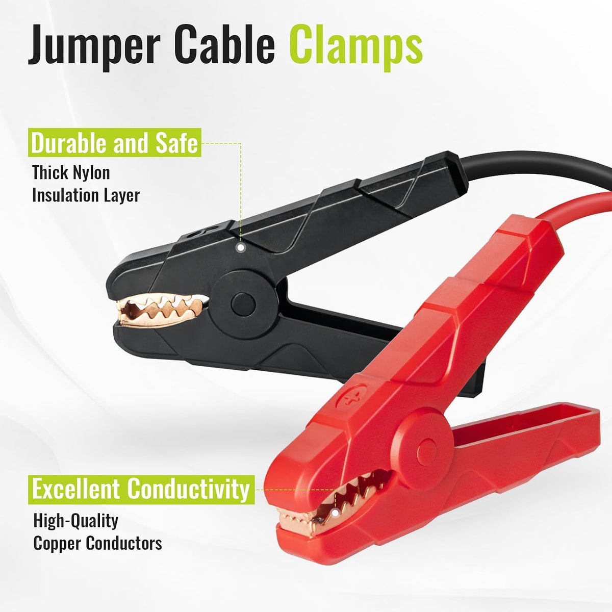 Kzreect 8AWG 5.9FT Jumper Cables Adapter Compatible with Ryobi 18V Battery | Jump Starter for Car, Copper Clamps with Nylon Shells, ABS Plastic Adapter, A Flannel Storage Bag for Easy Carrying