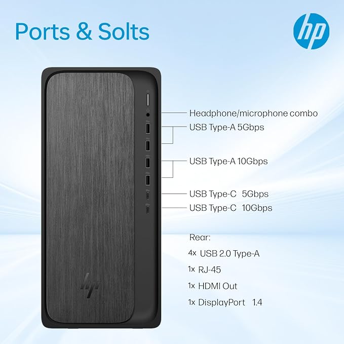 HP OmniDesk M02 Tower Desktop for Professionals, AMD Ryzen 7 8700G Performance for Productivity & Multitasking, 16GB DDR5 RAM, 512GB SSD, W11P, Wireless KB & M, Bundle with ADATA 64GB USB Flash Drive