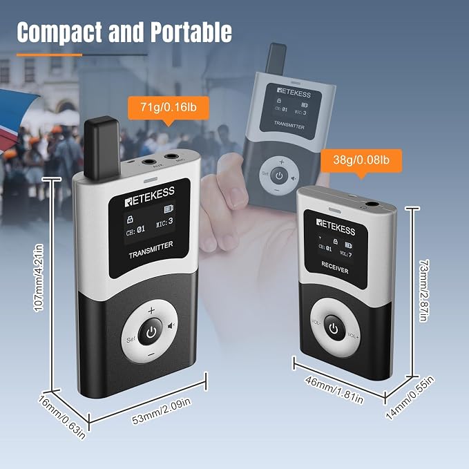 Retekess T130U Audio Tour Guide System, Tour Guide Headsets