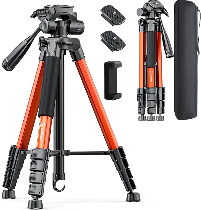 73" Camera Tripod Stand, Aluminum Tripod