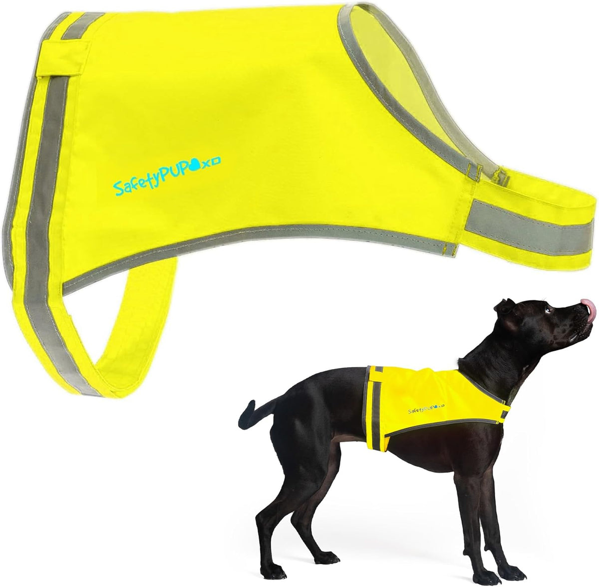 SafetyPUP | XD Lite Dog Vest - Reflective Hi-Visibility Coverage to Mid Back in Fluorescent Yellow