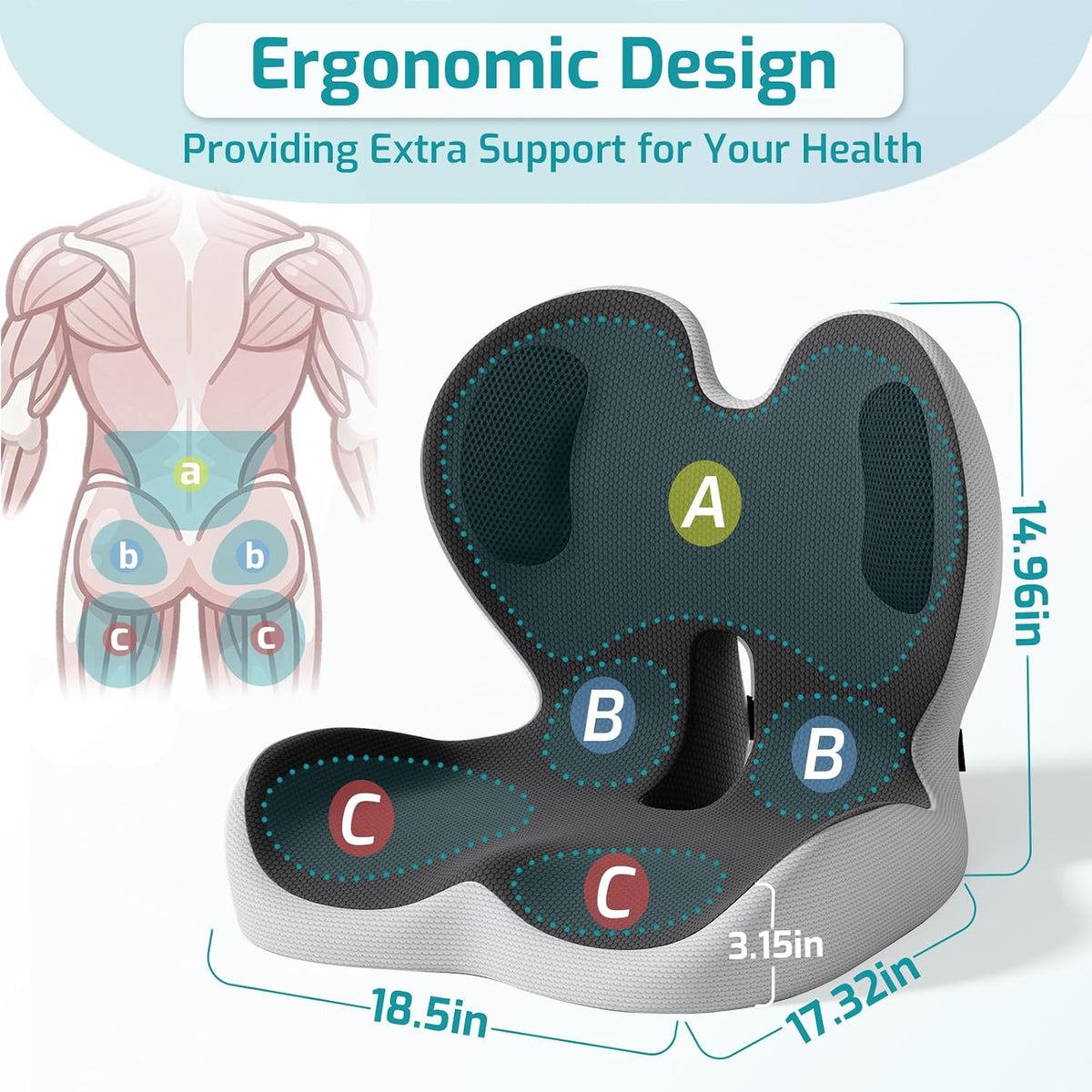 Ergonomic Seat Cushion & Lumbar Support Pillow for Office,Car