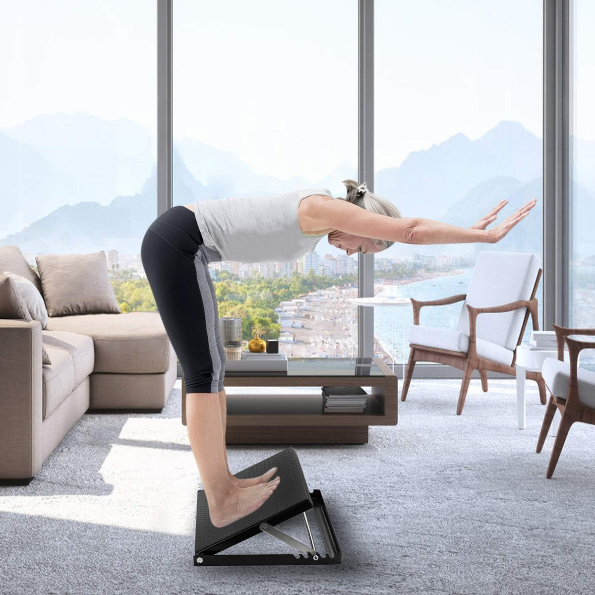Professional Steel Calf Stretcher - Adjustable Ankle Incline Board with Non-Slip Surface | 16" x 14", 500 LB Capacity
