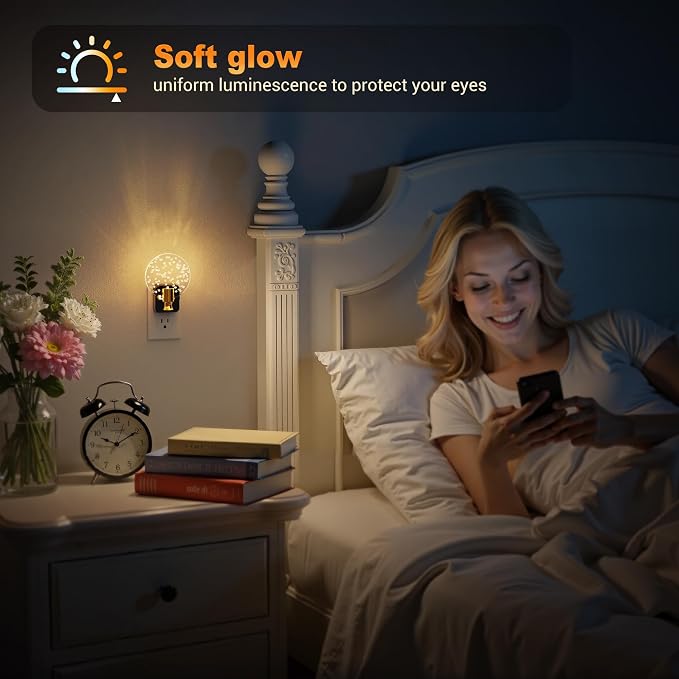 JandCase Night Light, Dimmable Night Lights Plug into Wall 2 Pack, Bubble