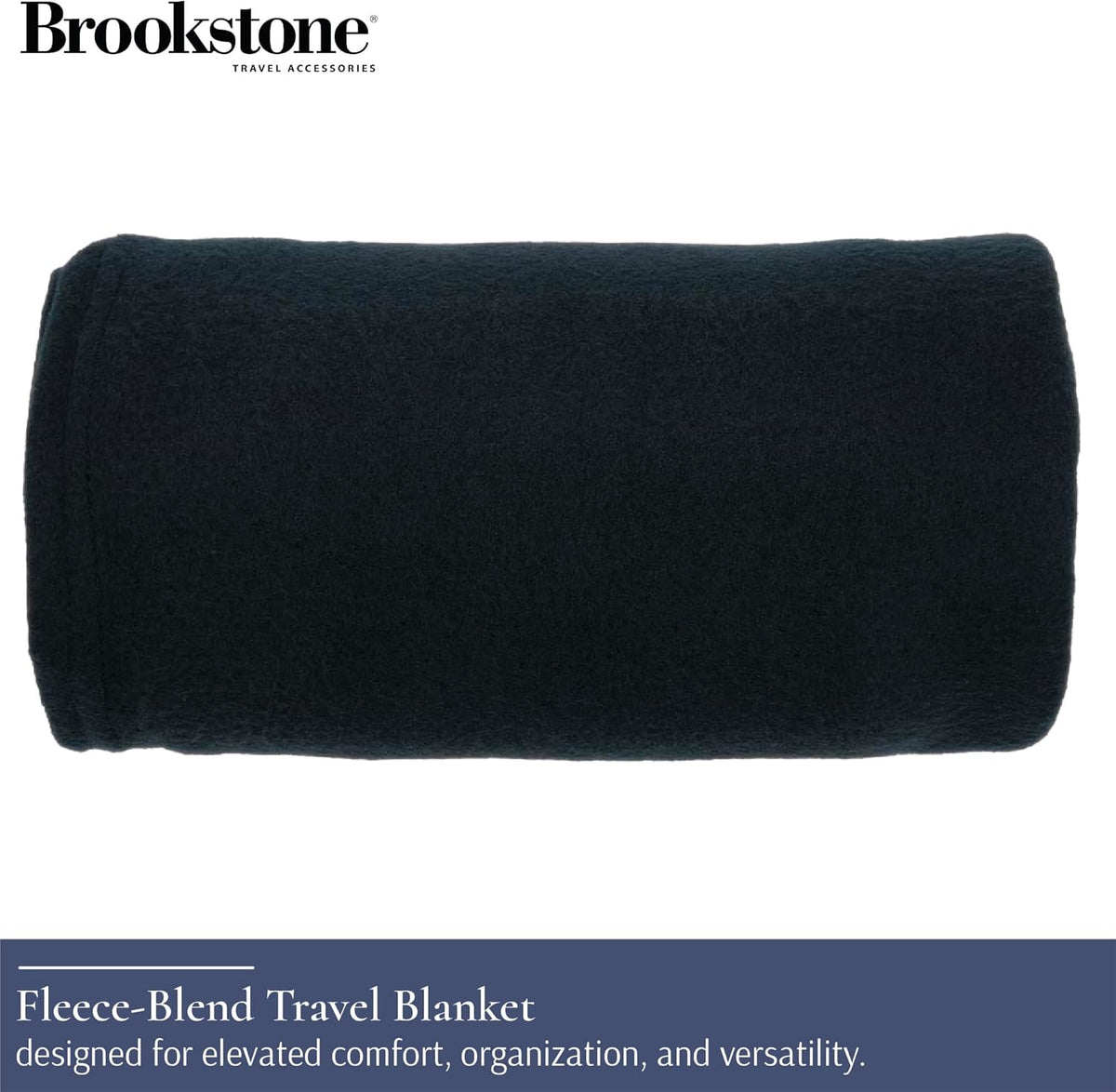 Brookstone Travel Blanket - 2-in-1 Super Soft Lightweight Throw Blanket with Carrying Pouch, Airplane &amp; Car Travel Essentials, Black