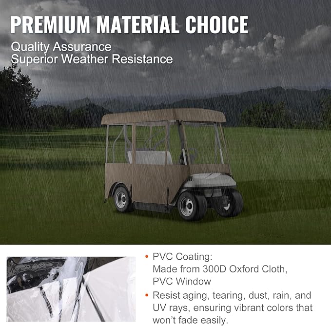 Happybuy Golf Cart Enclosure, 4-Person Golf Cart Cover, 4-Sided Fairway Deluxe, 300D Waterproof Driving Enclosure with Transparent Windows, Fit for EZGO, Club Car, Yamaha Cart