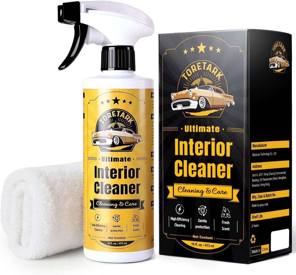 toretark Interior Car Cleaner Kit for Tesla, pH-Neutral Safe for All Surface, 2-in-1 Modes Car Upholstery Cleaner for BMW Accessories, Cleaning Kit Interior for Mercedes Benz Car Accessories