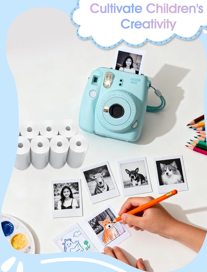 12 Rolls Kids Camera Paper Roll Refill, QIIYNTE Thermal Paper