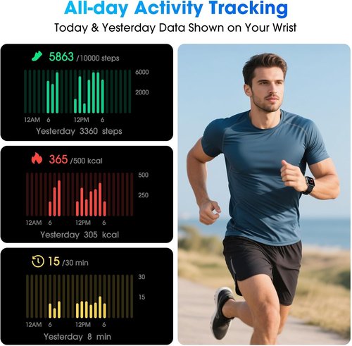 DAVIKO Pedometer Watch - Waterproof Fitness Tracker with Step Counter & Sleep Monitor for Seniors