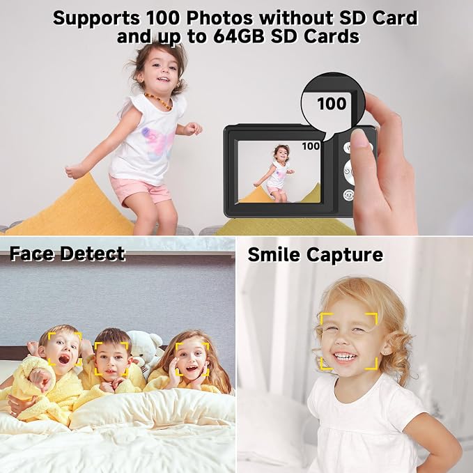 Digital Camera, 44MP Compact Camera, FHD 1080P Point and Shoot Digital Cameras