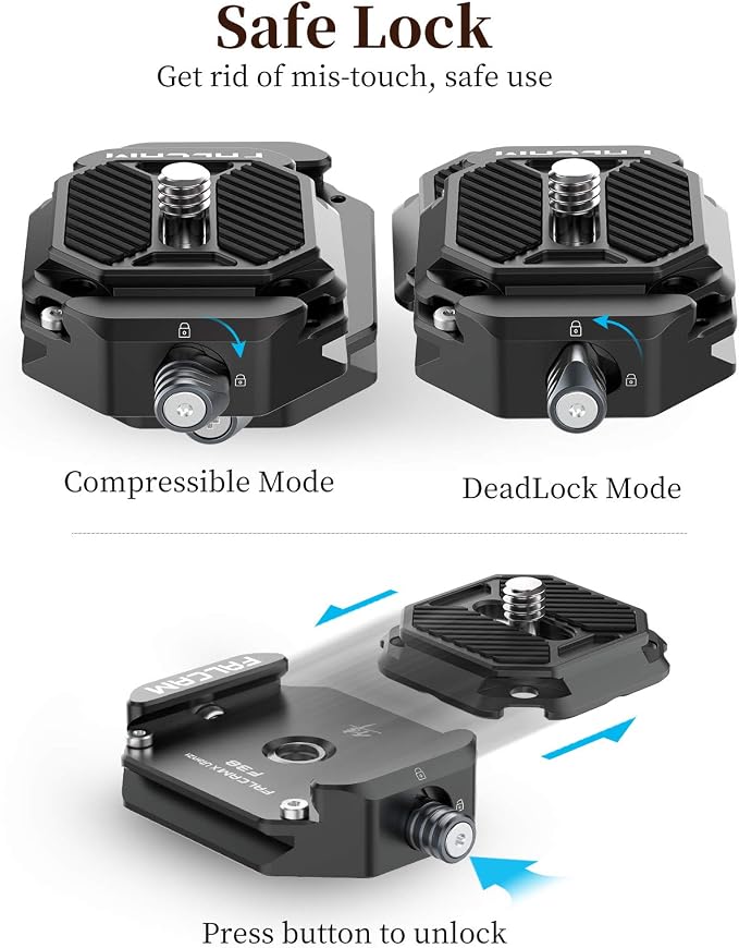 ULANZI F38 Camera Quick Release Plate w 1/4" to 3/8" Screw Thread, Quick