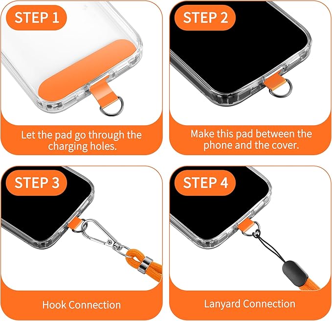 CACOE Phone Lanyard 2 Pcs-1 Pcs Adjustable Neck Strap, 2 Pads, Universal
