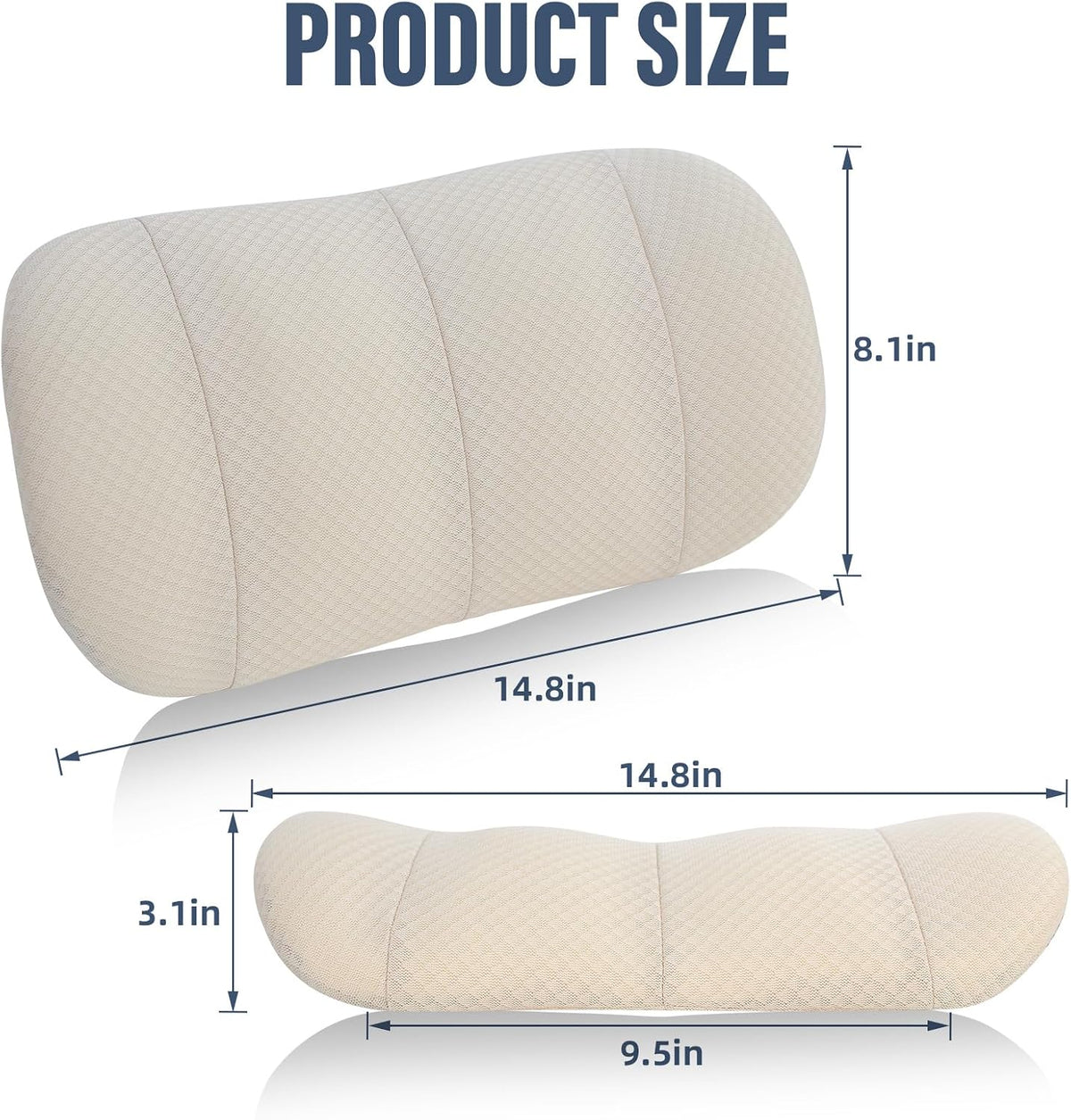 KAYI Lumbar Support Pillow for Car, Memory Foam Lumbar Pillow with Adjustable Straps, Lumbar Support Pillow for Office Chair, Back Support for Car, Sitting, Driving, Traveling (1, Beige)