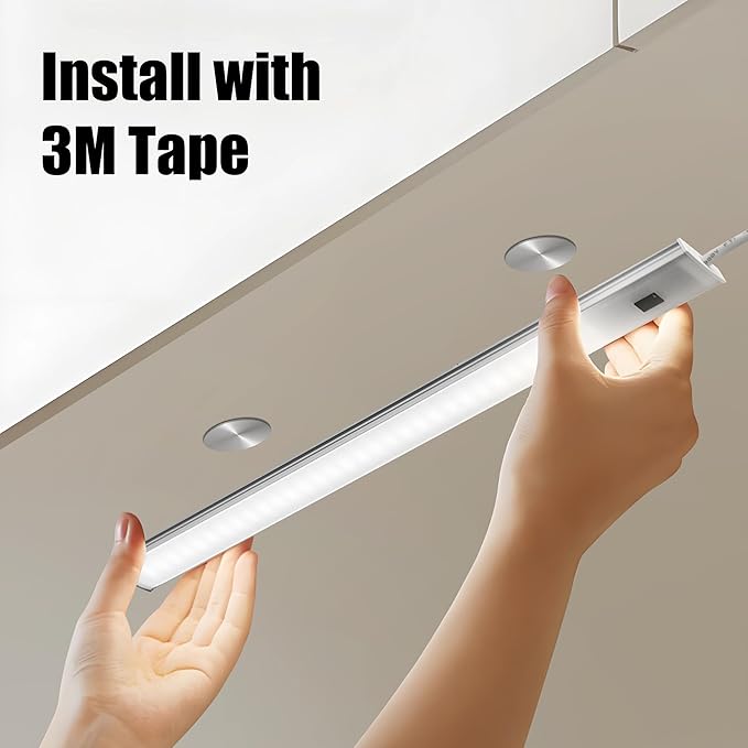 Under Cabinet Led Lighting with Hand Wave, 12 Inch Light Strip Bar, Daylight White 6000K Dimmable in USB Light, Small Thin Led Under Counter Lighting for Kitchen/Room/Shelf/Desk/Display Case (1)