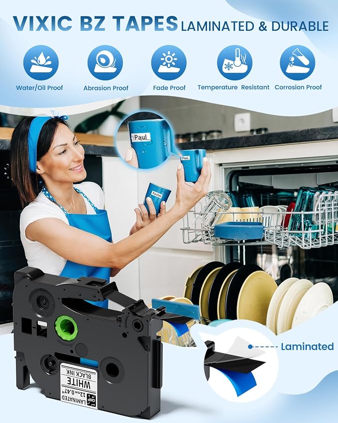 Vixic Label Maker Machine with Tape, Label Maker Waterproof-Labels, Portable