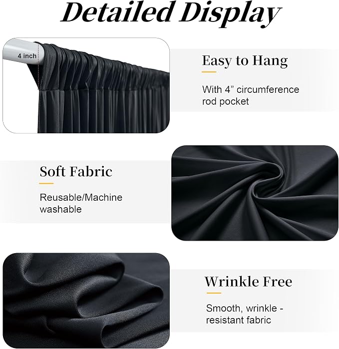 20ft x 15ft Black Backdrop Curtains