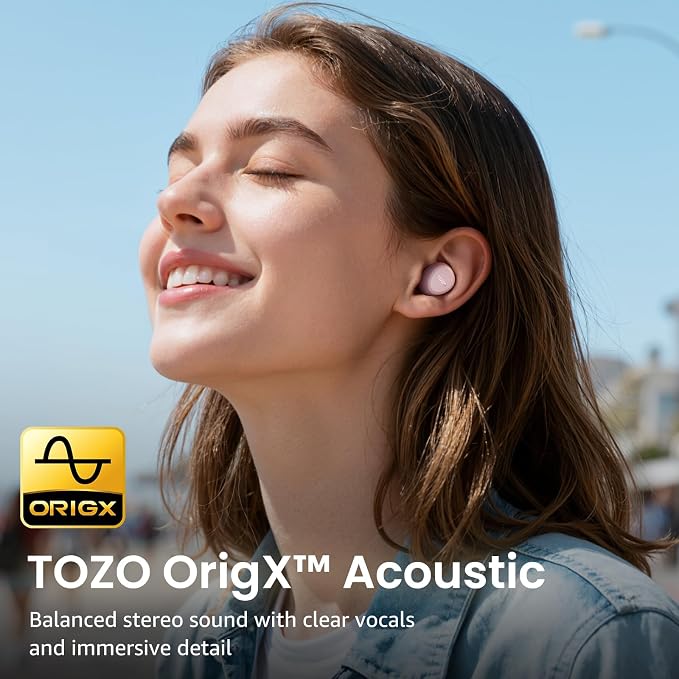 TOZO A1 Wireless Earbuds Bluetooth 5.3 Light Weight in Ear Headphones | IPX5 Waterproof, 2 Mics for AI Calls, Immersive Premium Sound Bass Ear buds with Charging Case, 32 Presets EQ via TOZO App