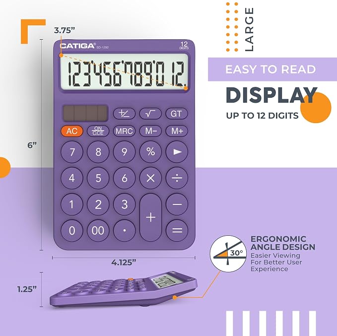 CATIGA 12 Digit Desktop Calculator Basic Desk Calculator