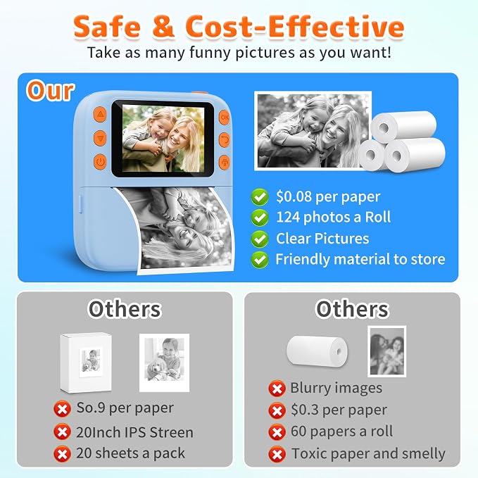 Instant Print Camera for Kids, Christmas Birthday Gifts for Girls Boys