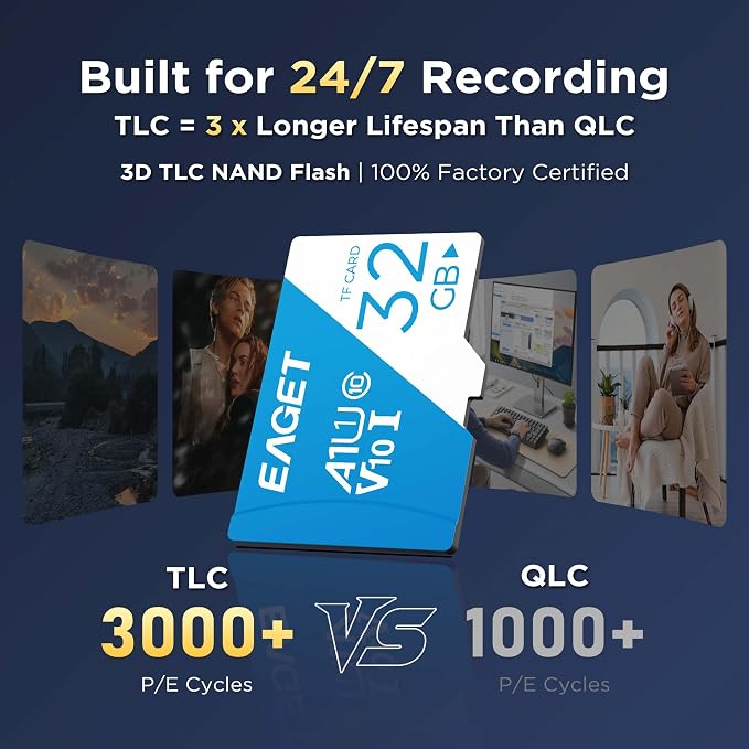 EAGET 3-Pack 32GB TF Memory Card Up to 100MB/s Read 30MB/s Write