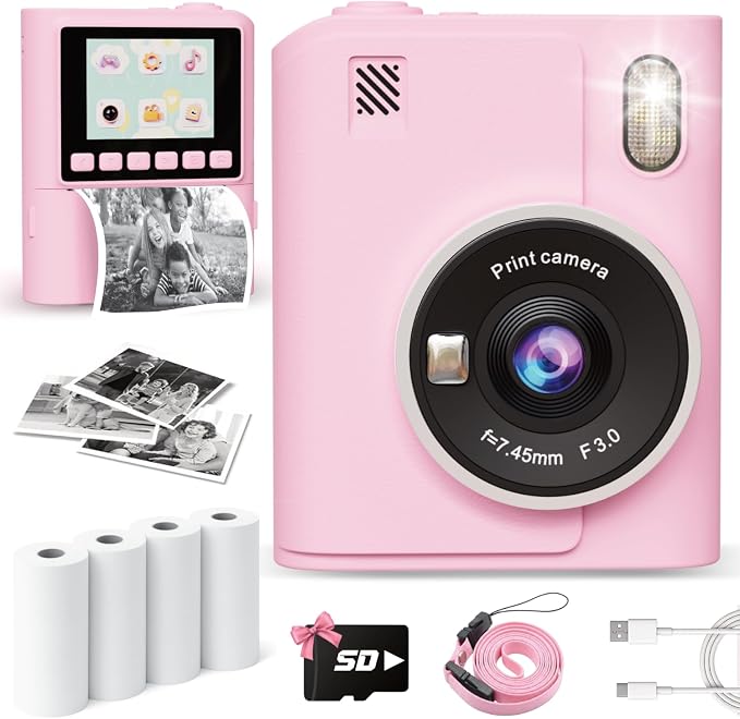 Instant Print Camera for Kids, 1080P Instant Digital Print Cameras for Toddler