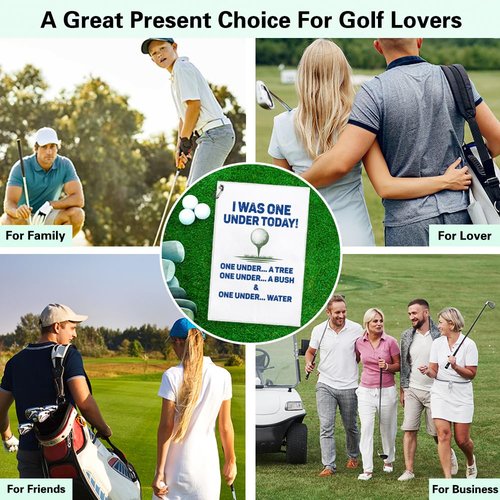 Msticey Funny 'I was One Under Today' Printed Microfiber Golf Towel with Clip, Great Golf Gift for Dad Mom Grandpa Golfer Father's Day or Birthday, Golf Accessory for Him or Her