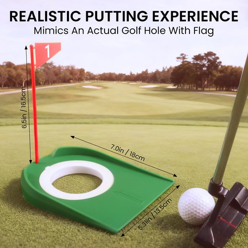 FINGER TEN Golf Putting Cup with Numbered Flag Design Value 6 or 9 Pack, Durable Plastic Practice Cups Golf Training Aids, Lightweight Easy to Carry for Office Backyard Indoor Outdoor (Green-6 Pack)
