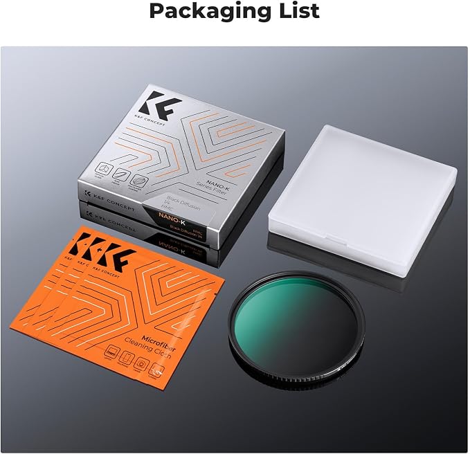 K&F CONCEPT 43mm Black Diffusion 1/4 Filter Mist Cinematic Effect Filter
