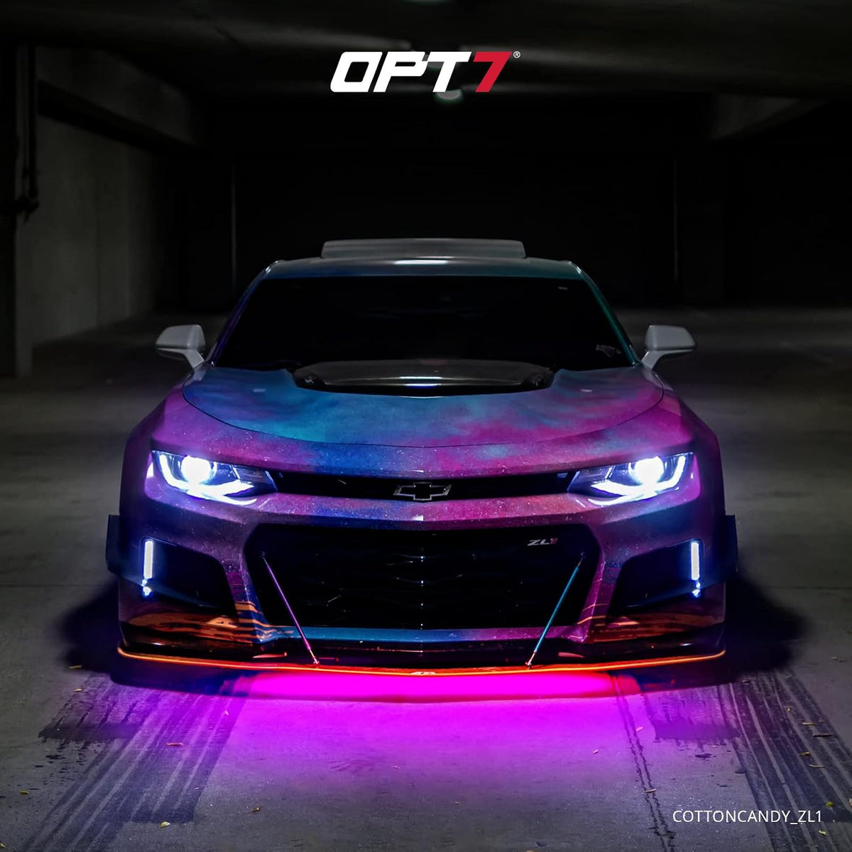OPT7 Aura RGB Aluminum Car Underglow Kit with Remote Control | Waterproof Rigid LED Bars, Multicolor Underbody Lighting, Exterior Neon Accent Ground Lights, 12V Car Decor