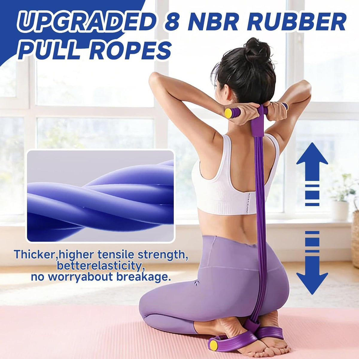 Pedal Resistance Band - 8 Tube Exercise Bands for Full Body Workout | Portable Fitness Equipment