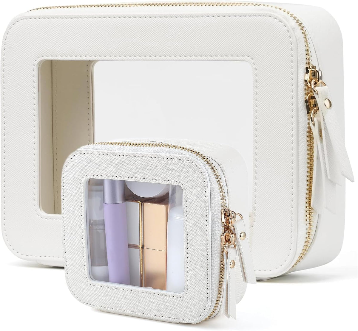 Clear Makeup Bag with Mini Cosmetic Bags,Travel Toiletry Bags for Women,Portable Cosmetic Bags Case, Transparent Waterproof Cosmetic Organizer Storage Bags for Women Men
