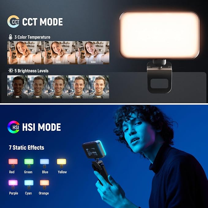 NEEWER Entry Level Version LED RGB Selfie Light, 91 LEDs Plastic Clip on Phone